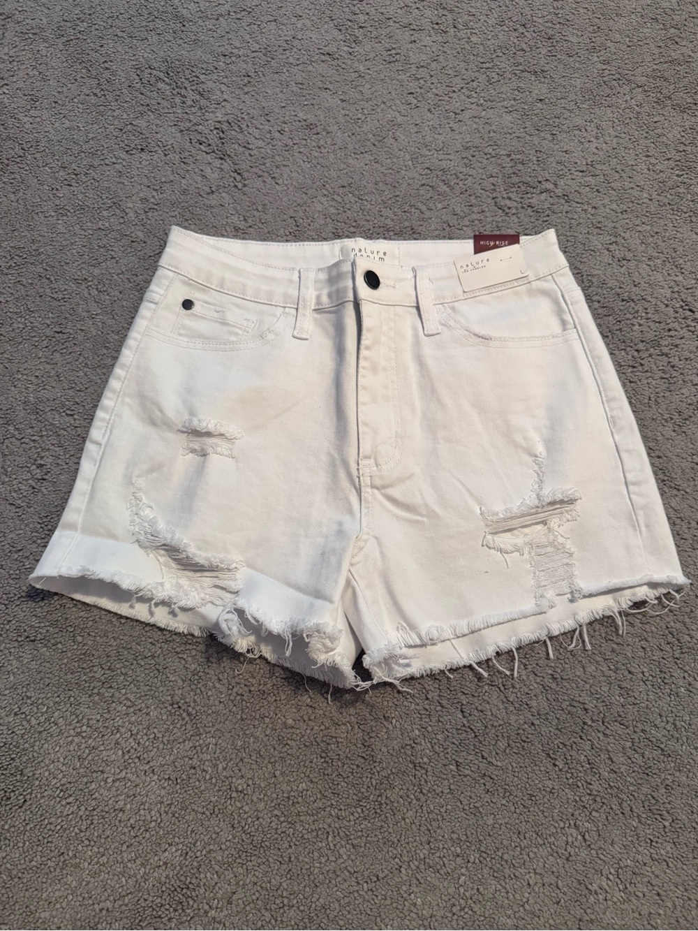 White High Rise Jean Shorts